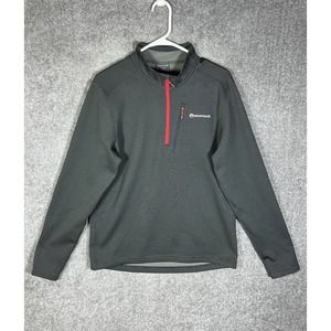 Montane Striped 1/4 Zip Long Sleeve Fleece Lined Pullover Shirt Mens Medium Gray